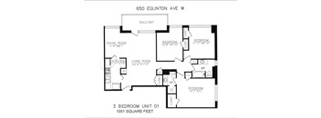 3 bedroom, 2 bathrooms with balcony