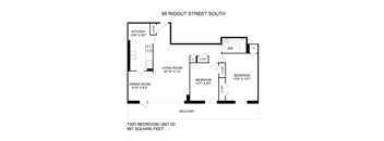 2 Bedroom, 1 Bath, Long Balcony