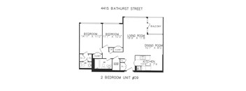 Two bedrooms with one and 1/2 bathrooms