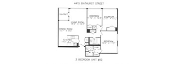 Three bedrooms with two bathrooms