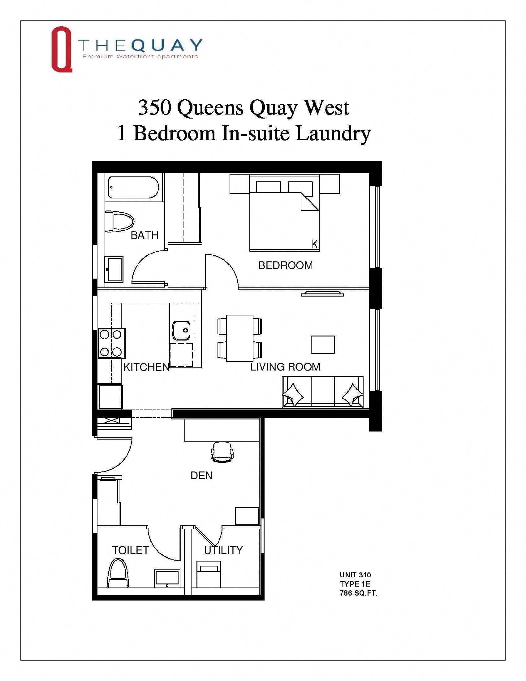 1 bedroom, 1.5 bath with solarium & in-suite ldry