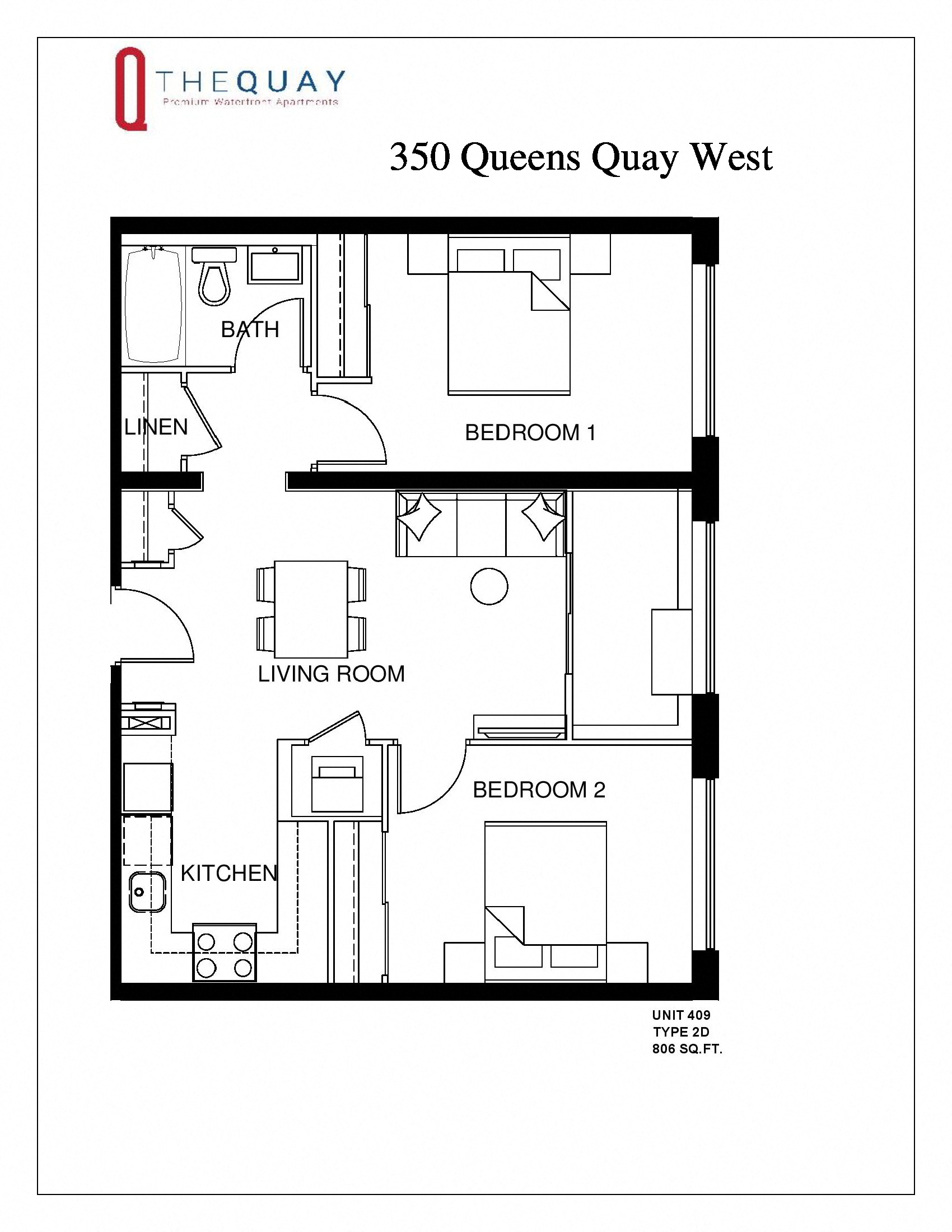 2 bedroom, 1 bathroom with solarium & in-suite ldry