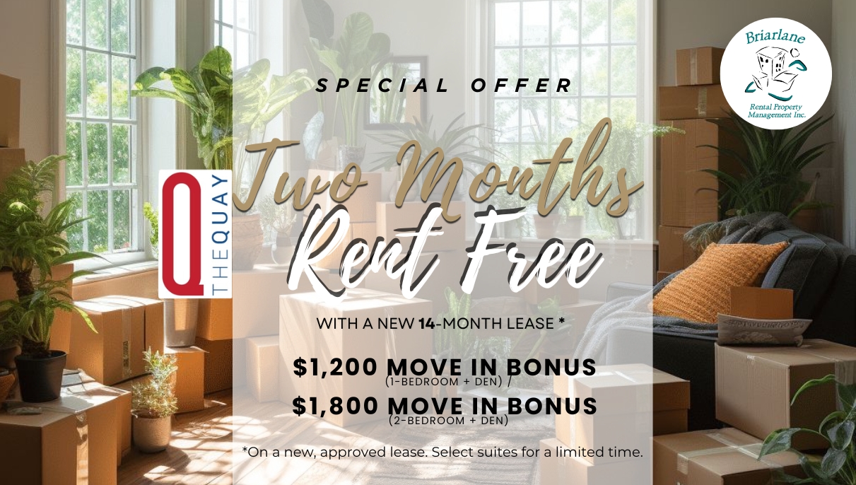 A promotional image for a special offer on a lease with a two-month rent-free period.