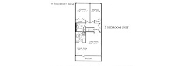 2 bedroom with stairs, one bathroom & balcony