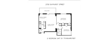 2 bedroom, 1 bathroom with balcony
