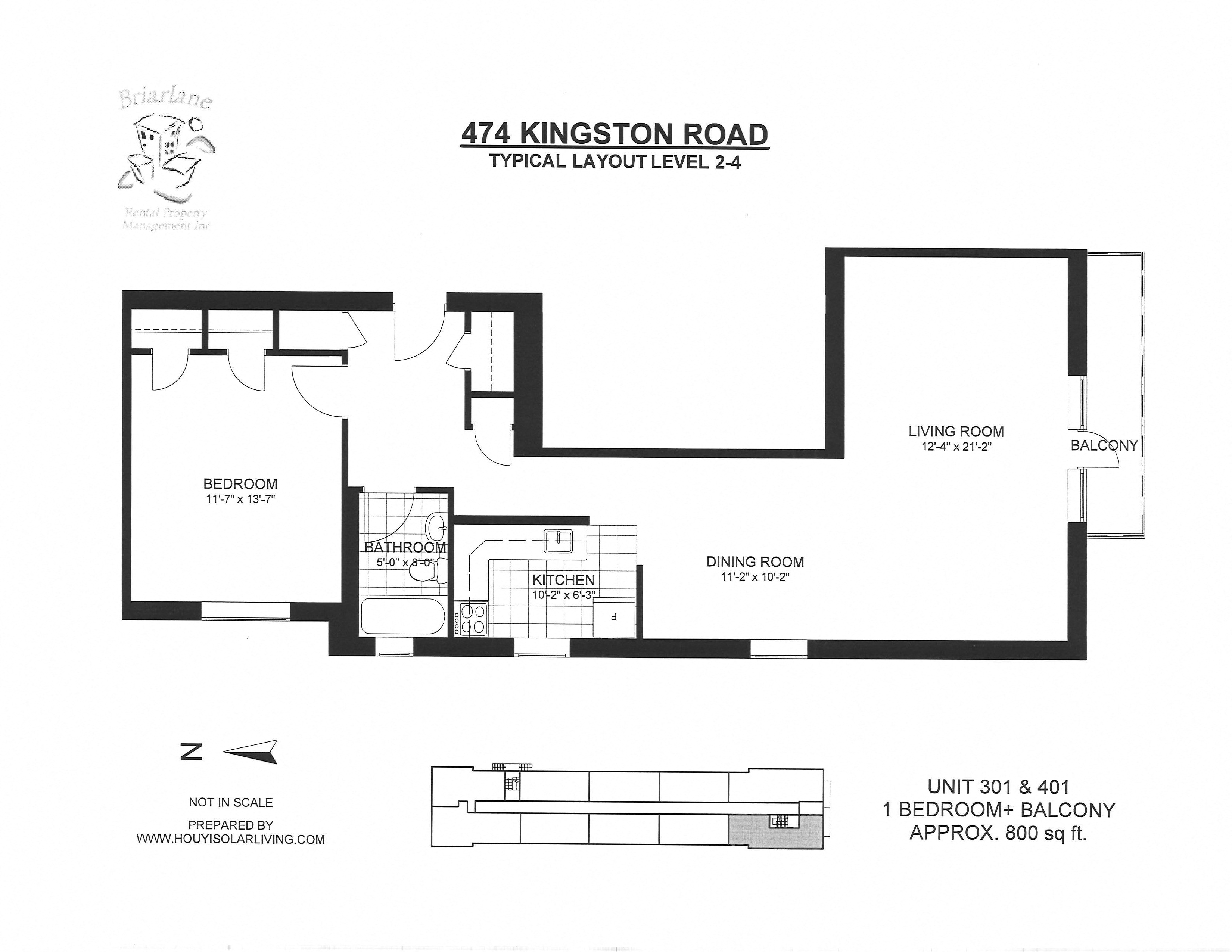 1 bedroom, 1 bathroom with a balcony