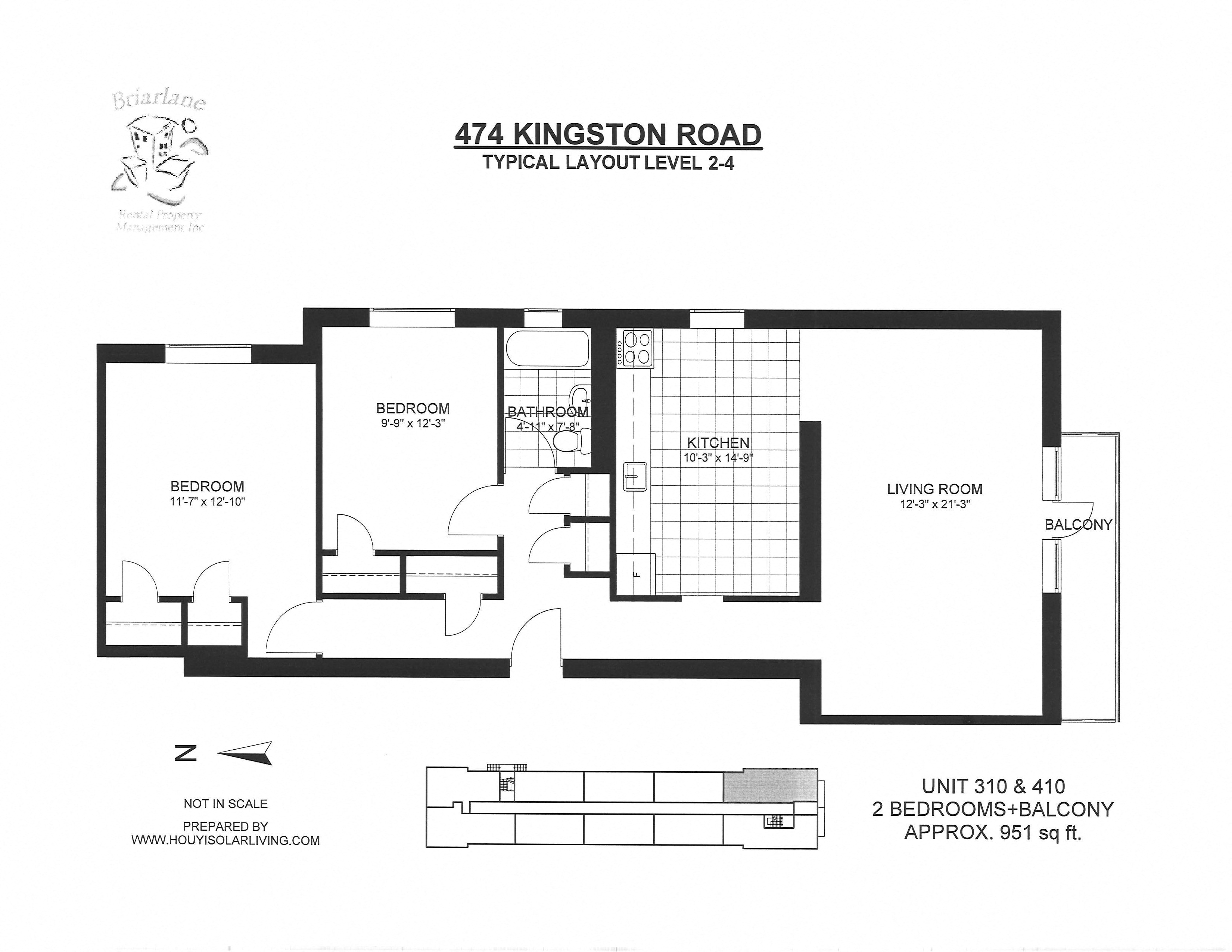 2 bedroom, 1 bathroom with a balcony