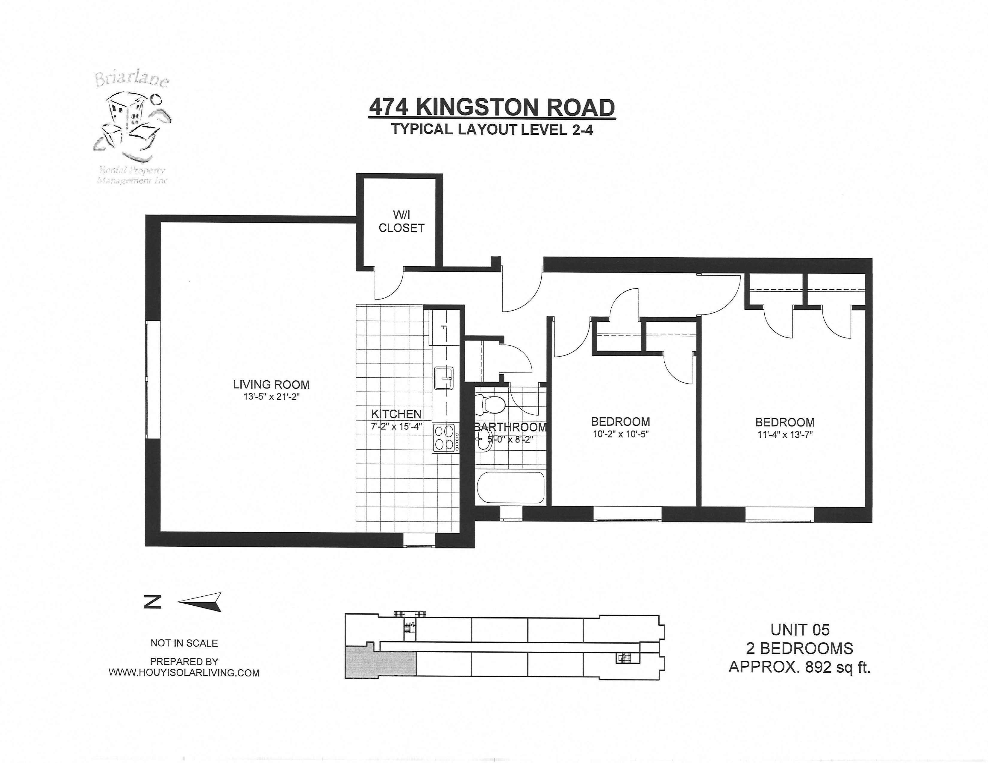 2 bedroom, 1 bath with a walk-in closet