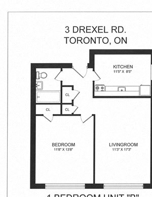 One bedroom with one bathroom B