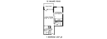 1 bedroom, 1 bathroom with balcony