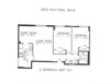2 bedroom, 1 bathroom, no balcony, end of the hallway