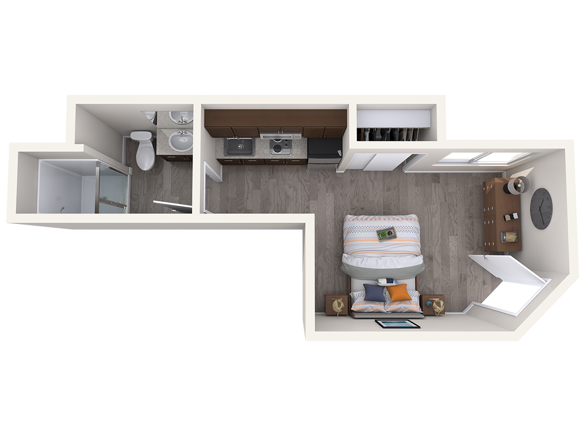 Rockefeller Floorplan Studio at Central Park East, Bellevue, WA
