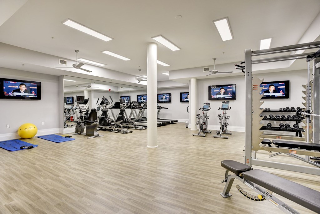 the gym at the flats at big tex apartments