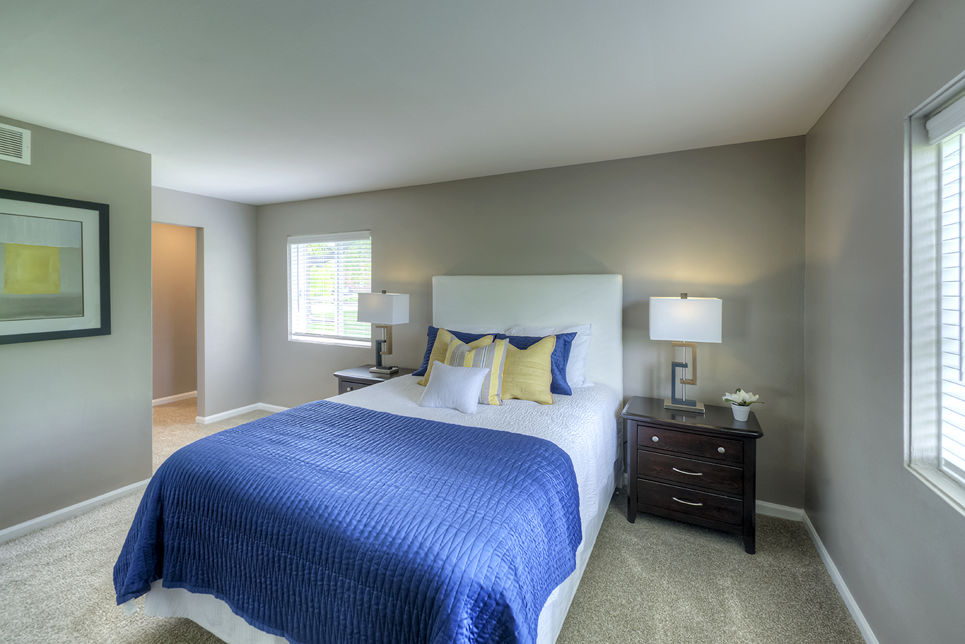 Spacious Bedroom With Comfortable Bed, at Carol Stream CrossILg, Carol Stream Illinois