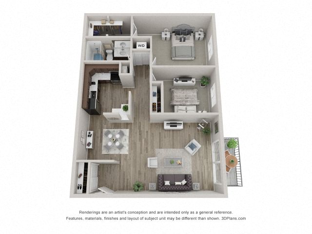Carol Stream Crossing's Pine two bedroom apartment floor plan
