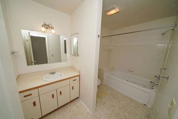 Master Bathroom with Whirlpool Tub at Gull Prairie/Gull Run Apartments and Townhomes in Kalamazoo, MI