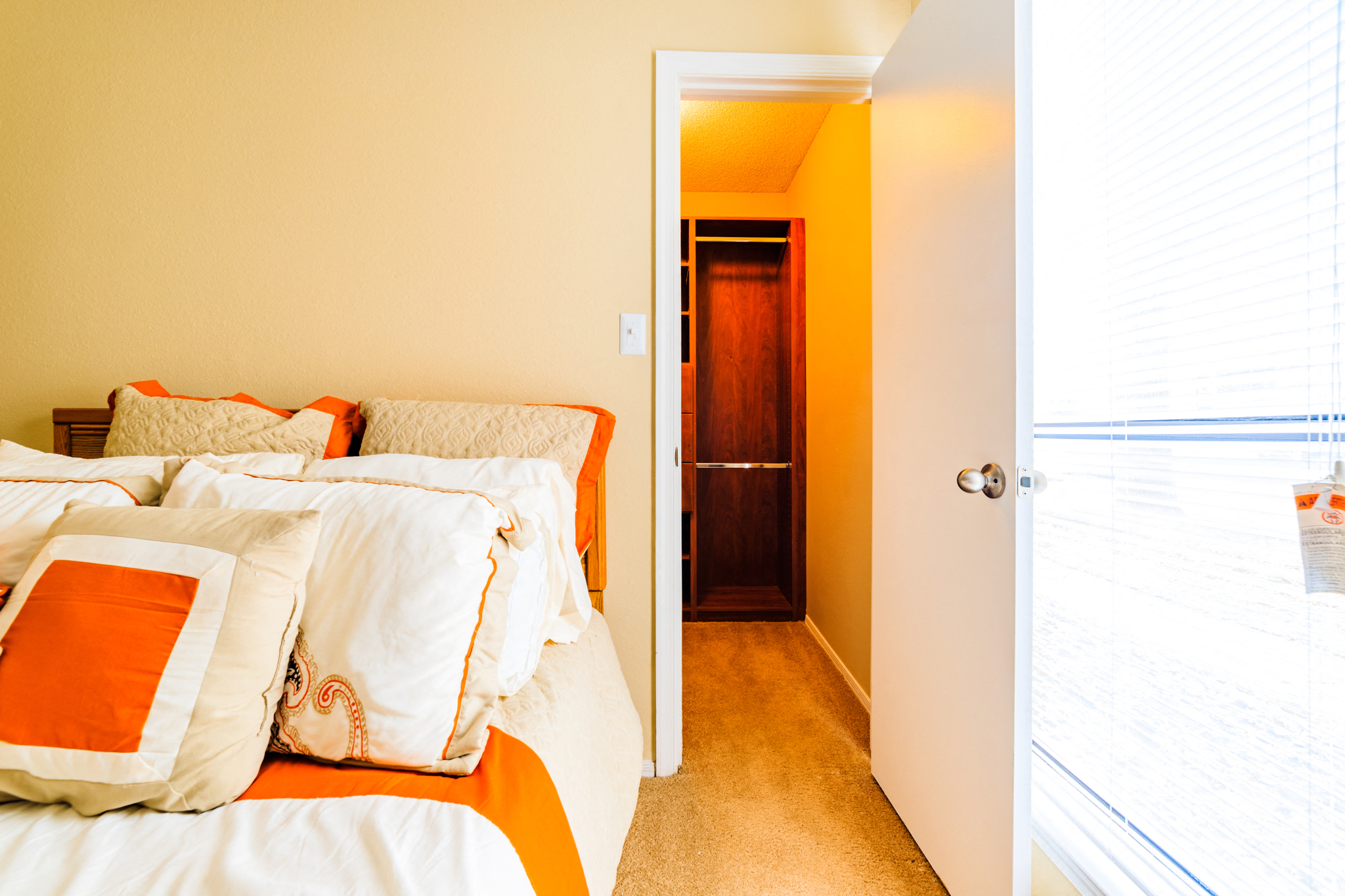 Forest Lake at Oyster Pointe in Newport News, VA interior view of bedroom and look into walk in closet