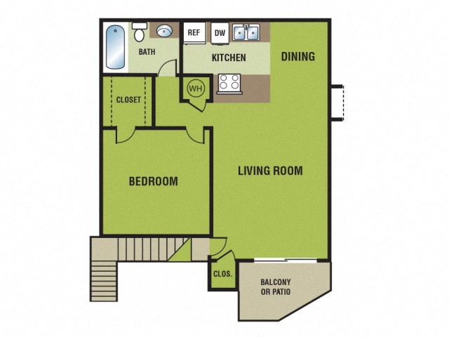Hickory Grove Apartments 1 Bedroom Floor Plan