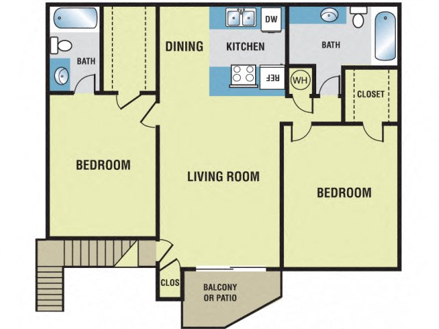 Hickory Grove Apartments 2 Bedroom Floor Plan