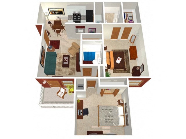 Park Hill at Fairlawn Cambridge Center Floor Plan 3D