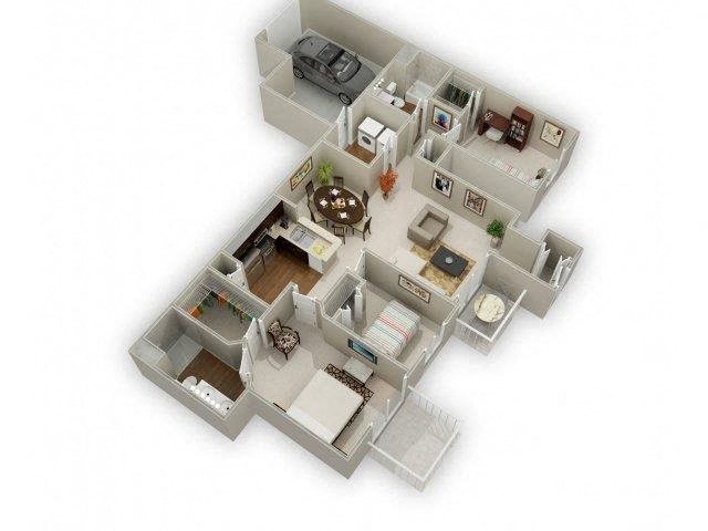 Three Bedroom Two Bathroom Floor Plan Magnolia