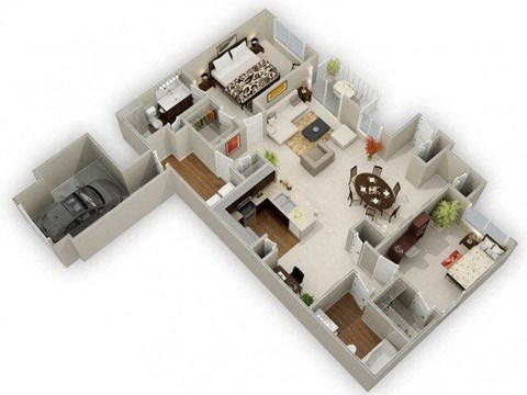 Two Bedroom Two Bathroom Floor Plan River