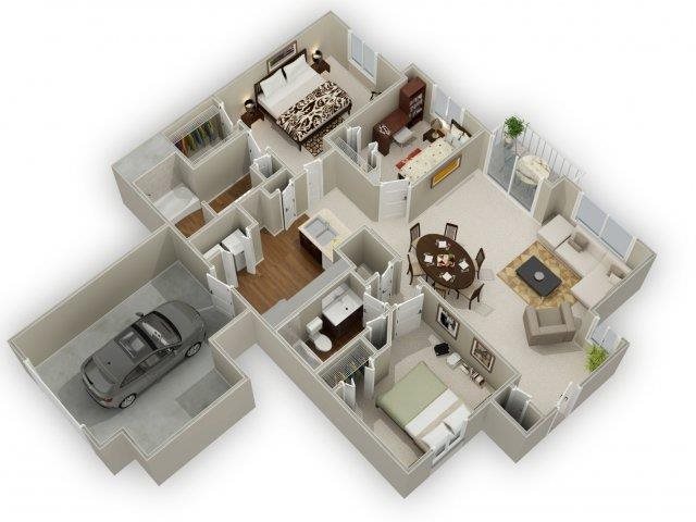 Three Bedroom Two Bathroom Floor Plan Azalea