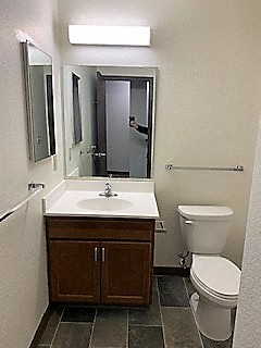 a bathroom with a toilet and a sink and a mirror