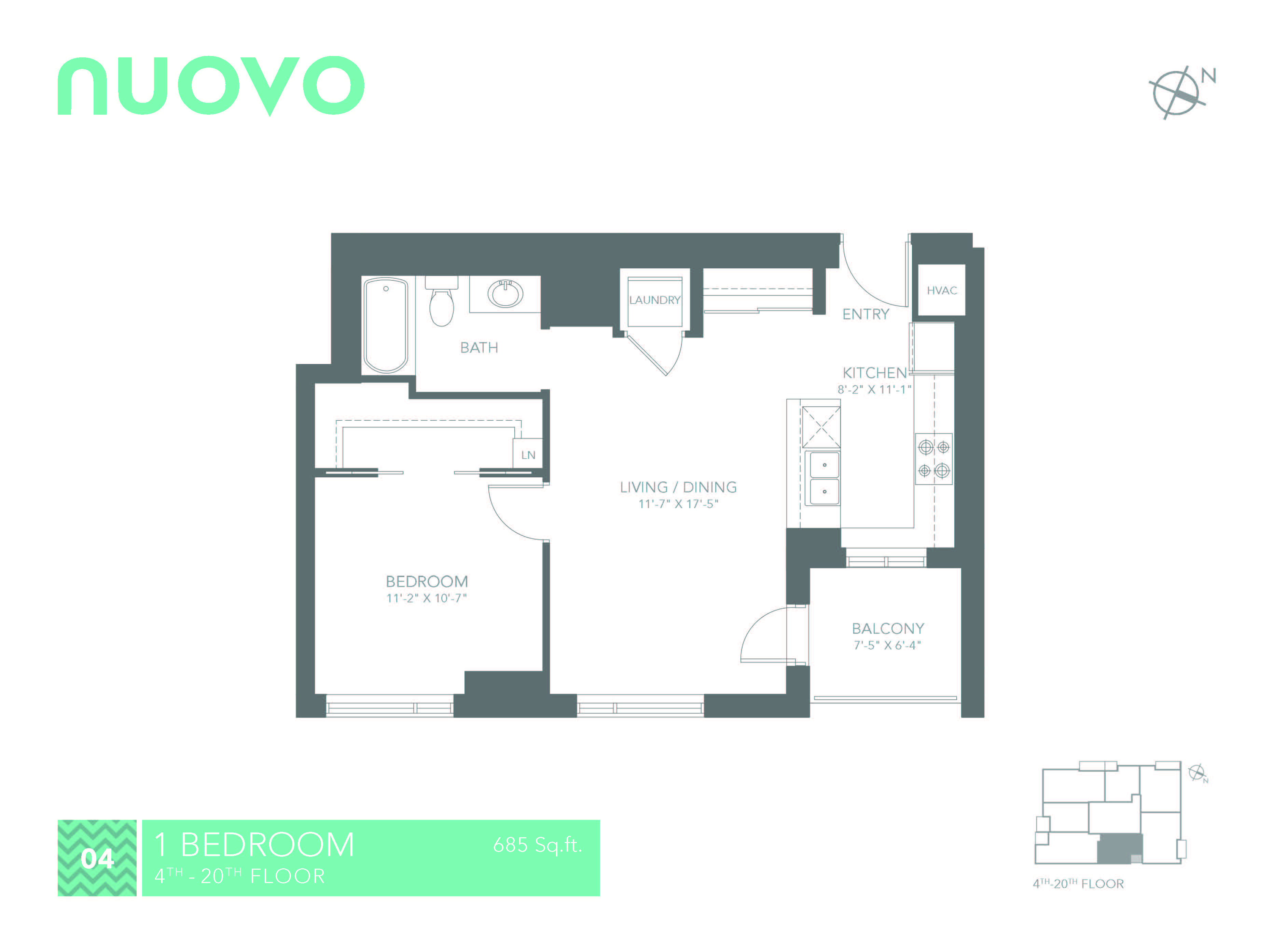 Nuovo Apartments in Ottawa 1 bedroom, 1 bathroom