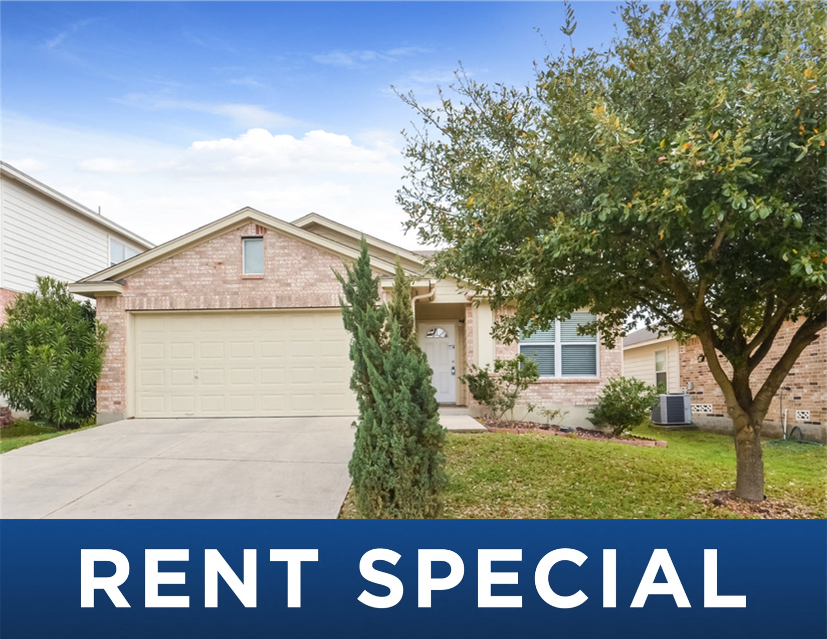 a house with the words rent special in front of it