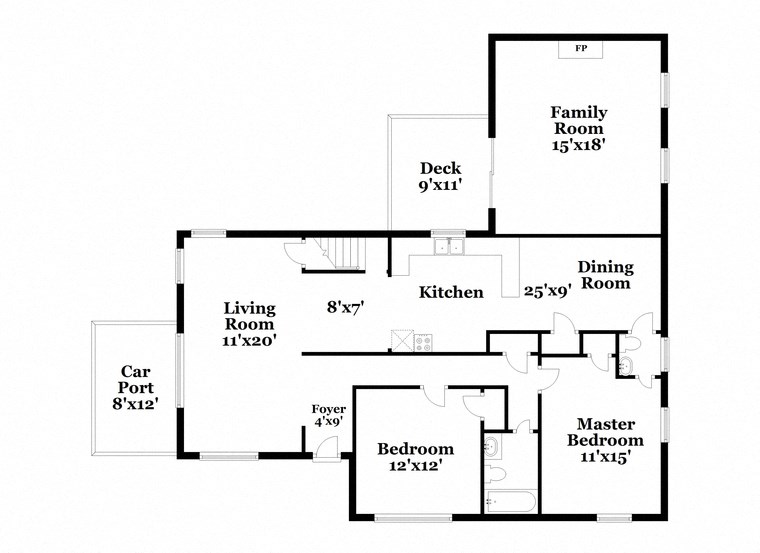 a floor plan of a house with bedrooms and a living room and a dining room