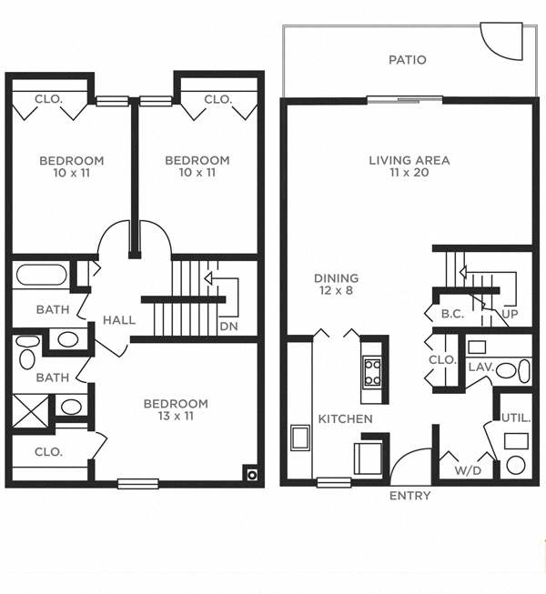 Three Bedroom Townhome