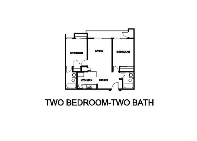 Two Bedroom Two Bath Floor plan at Renaissance Terrace, Long Beach, CA