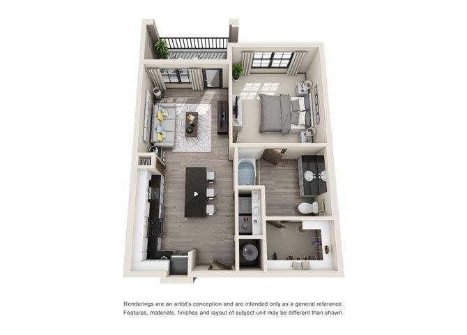 A2.HC- One Bedroom/One Bath- 751 sf Floor Plan 3