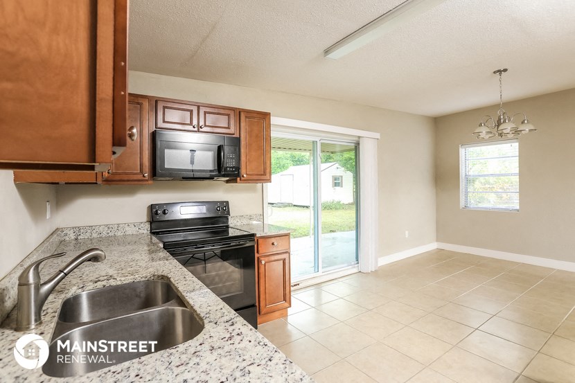 the kitchen has granite counter tops and stainless steel appliances and wood cabinets