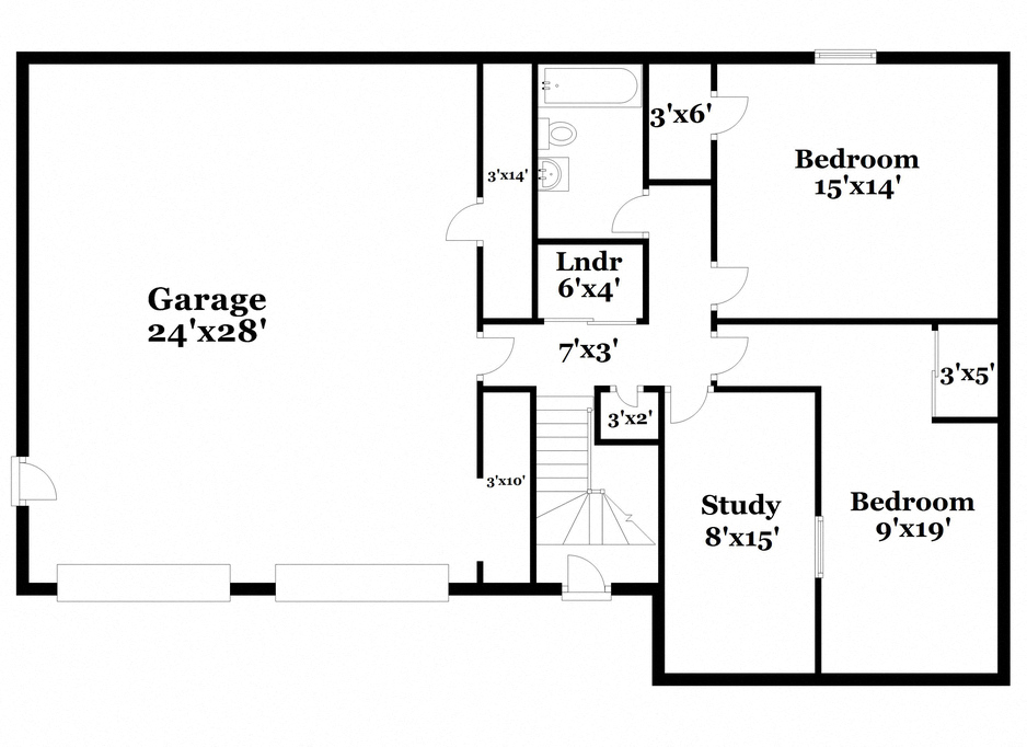 a floor plan of a home with an open floor plan with bedrooms and a bathroom