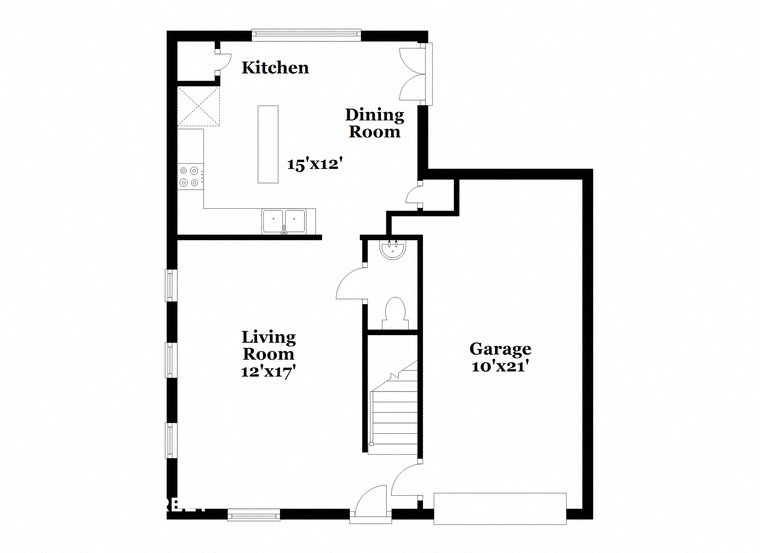 a floor plan of a house with a living room and a dining room