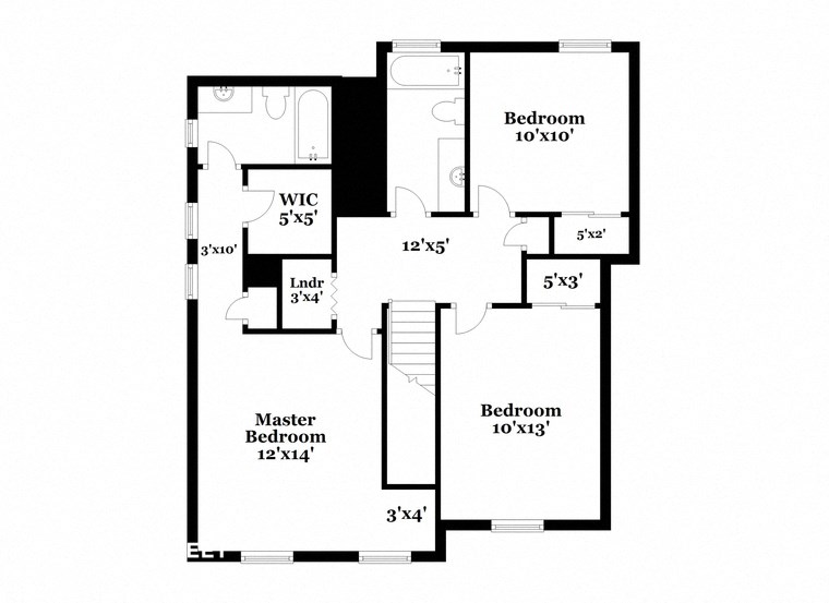 a floor plan of a house with an open floor plan with bedrooms and a kitchen