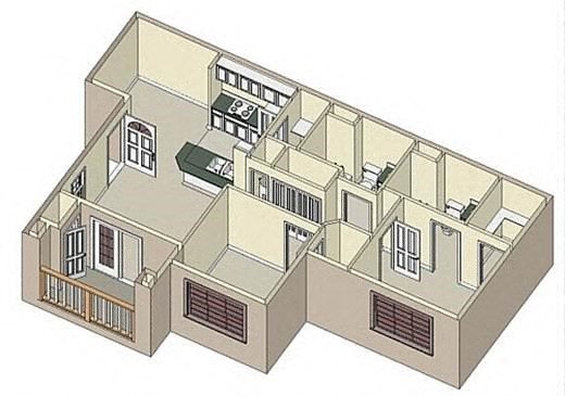 Highland by Vintage | Two bedrooms Two bathrooms 3D floor plan 2X2 units available at Highland by Vintage | Roseville, CA 95678