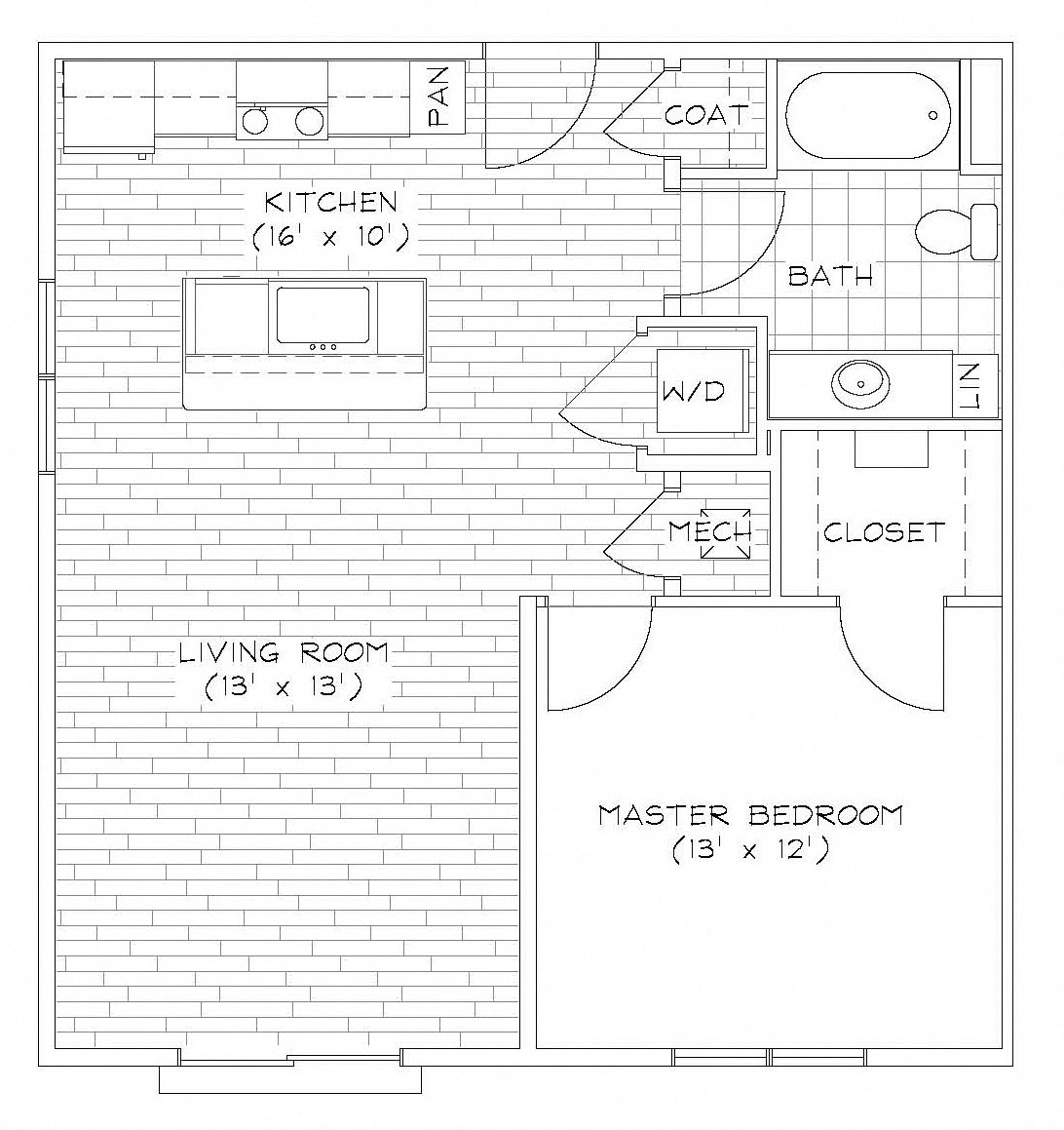 1 Bedroom 1 Bath A1-2 Floor Plan 2