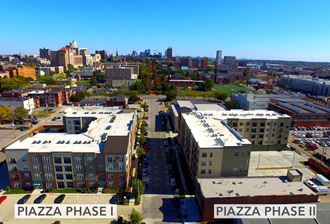 an aerial view of pizza phase ii in the city