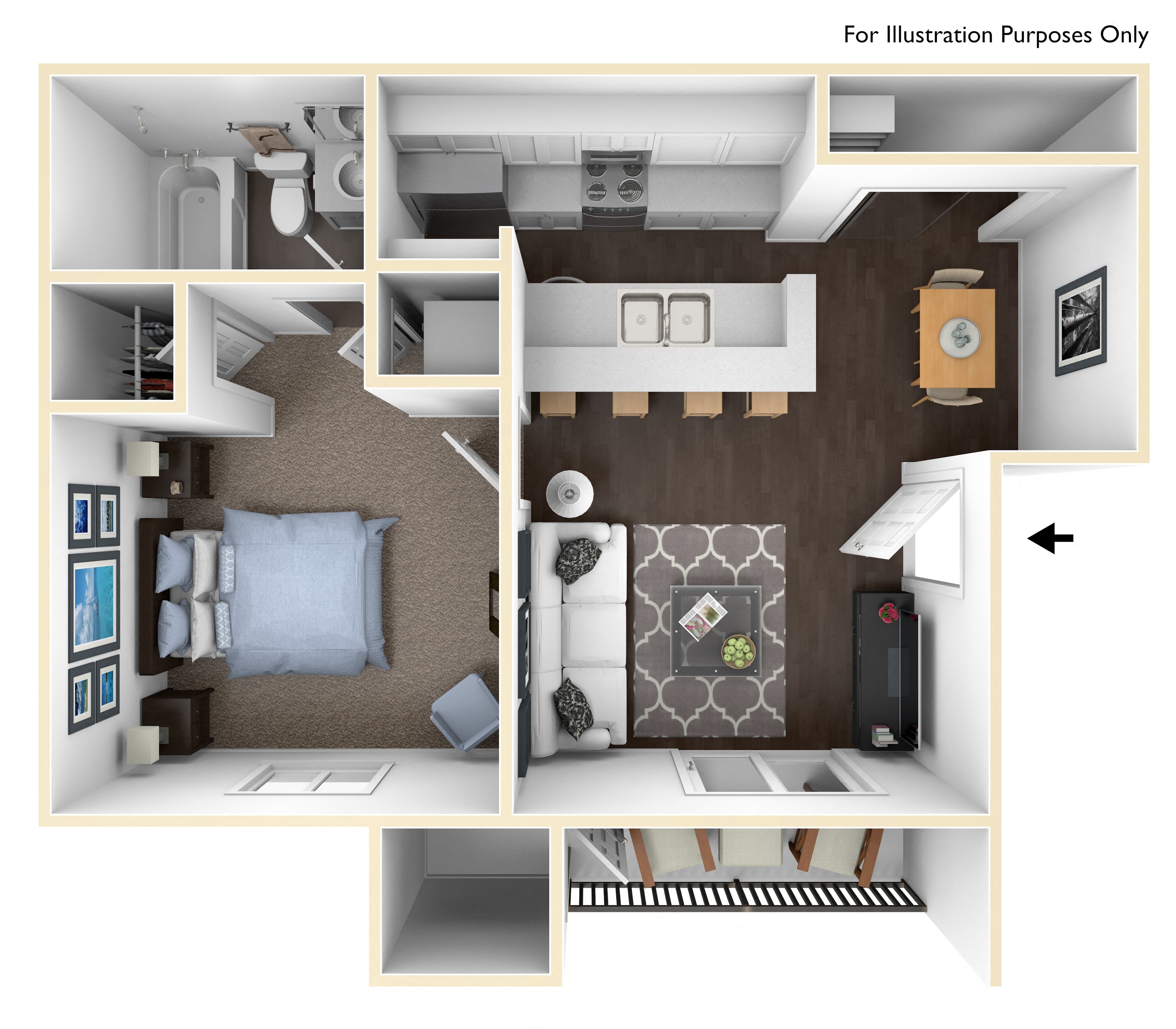 Arden 1x1 floor plan