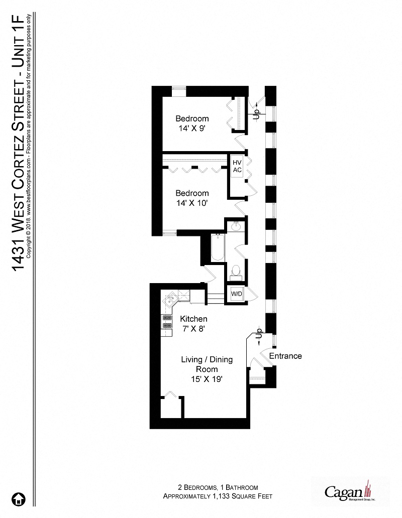 1431 Cortez Two Bedroom Floor Plan