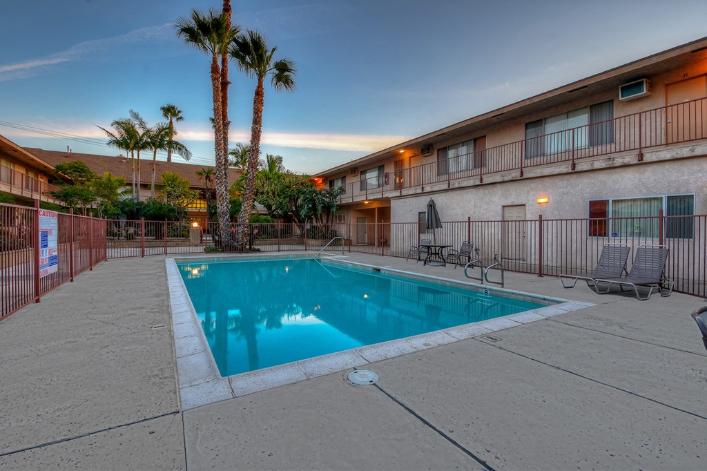 the swimming pool at our hotel in palm springs