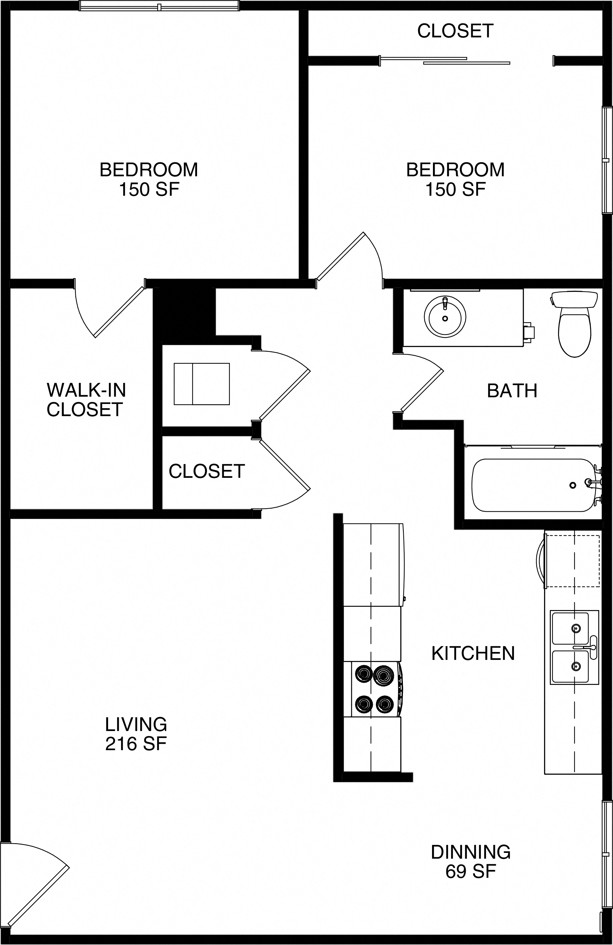 2 Bedroom 1 Bath