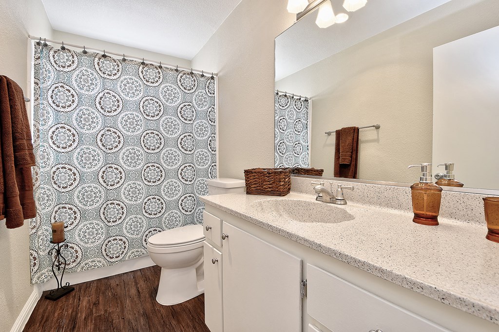 a bathroom with a toilet and a shower and a sink