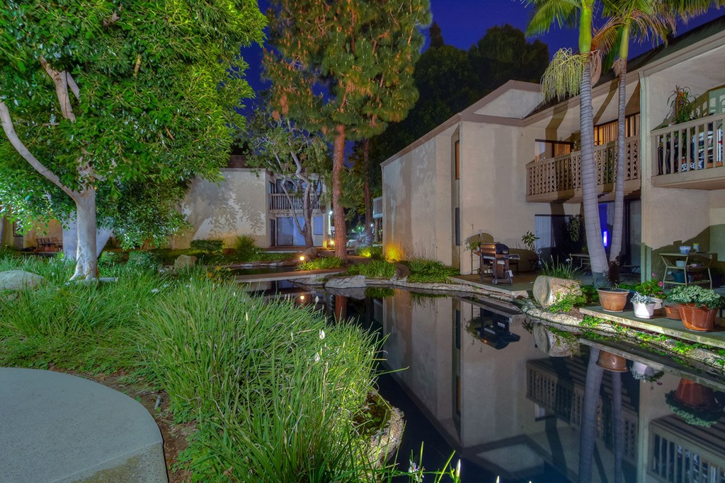 Lush landscaping and water ways at LAKE DIANNE, Santa Ana, 92705