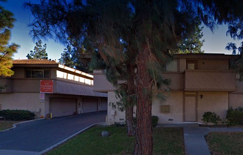 a building with a tree in front of it