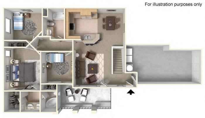 Plan 3B FloorPlan 3D at TERRAZA DEL SOL, Rancho Cucamonga, CA