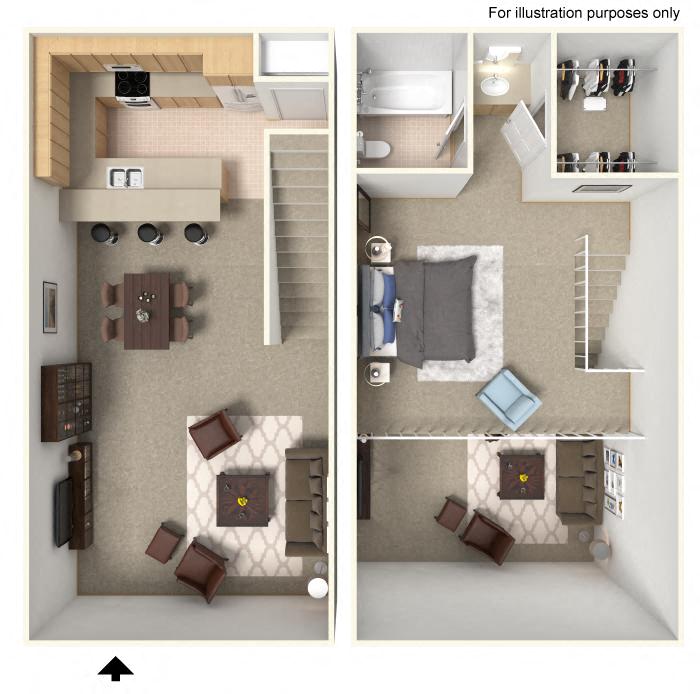 1x1 C FloorPlan 780 Sq.Ft. at THE STREAMS, Fullerton